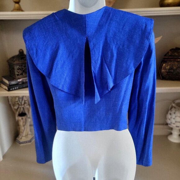 Vintage Laura Biagiotti Junior Royal Blue Cropped Blazer Size XXL - Picture 2 of 9